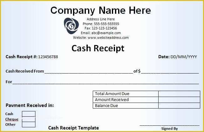 Free Cash Receipt Template Word Doc Of Cash Receipt Template