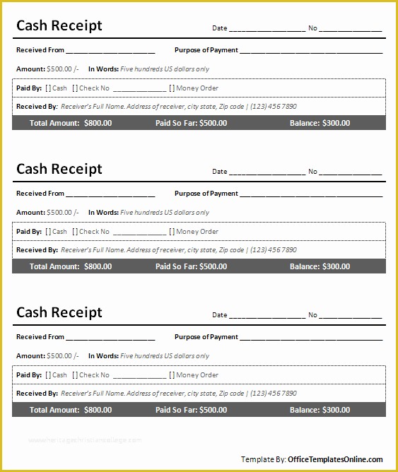 Free Cash Receipt Template Word Doc Of Printable Cash Receipt for Ms Word