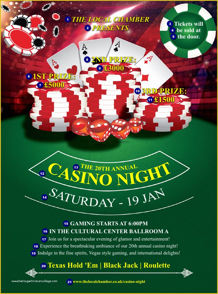 Free Casino Night Templates Of Casino Chips Flyer Ticket Printing