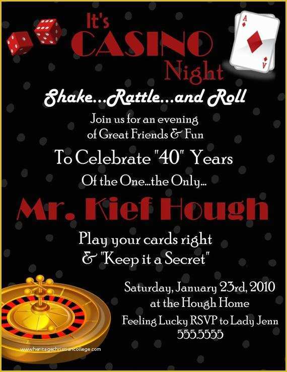 Free Casino Night Templates Of Casino Digital Birthday Invitation