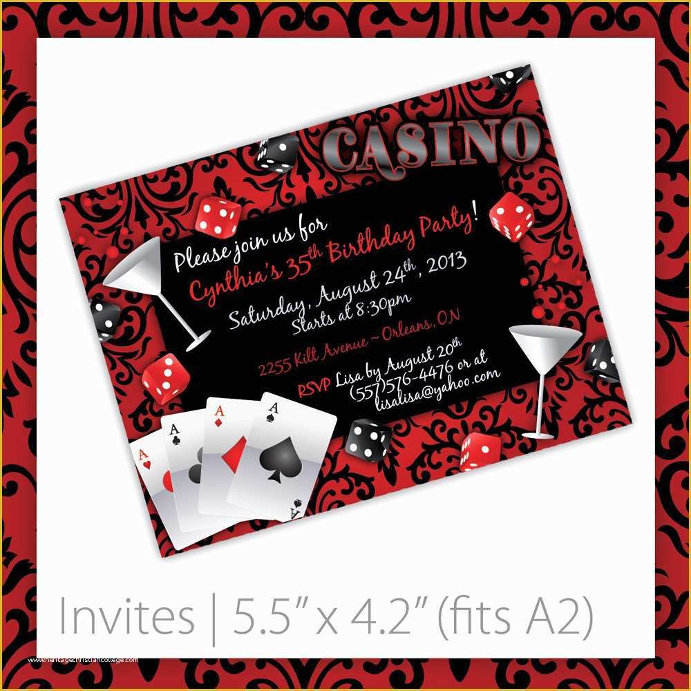 Free Casino Night Templates Of Casino Party Invitations Casino Blush by