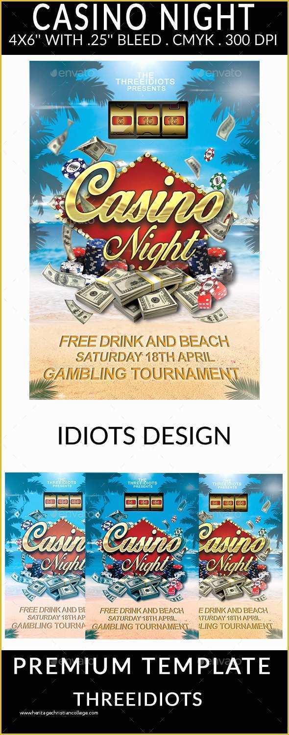 Free Casino Night Templates Of Free Casino Night Fundraiser Flyer Template Dondrup
