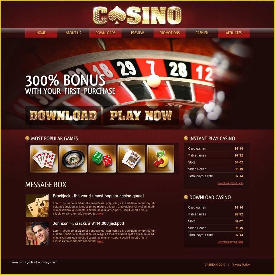 Free Casino Night Templates Of Line Casino Website Template
