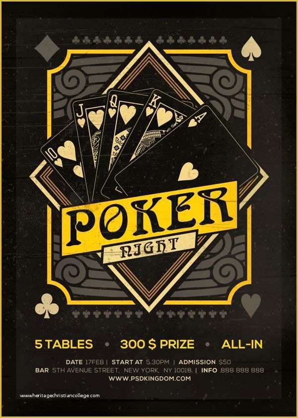 Free Casino Night Templates Of Poker Night Black Jack Template Flyers 4x6 On Behance
