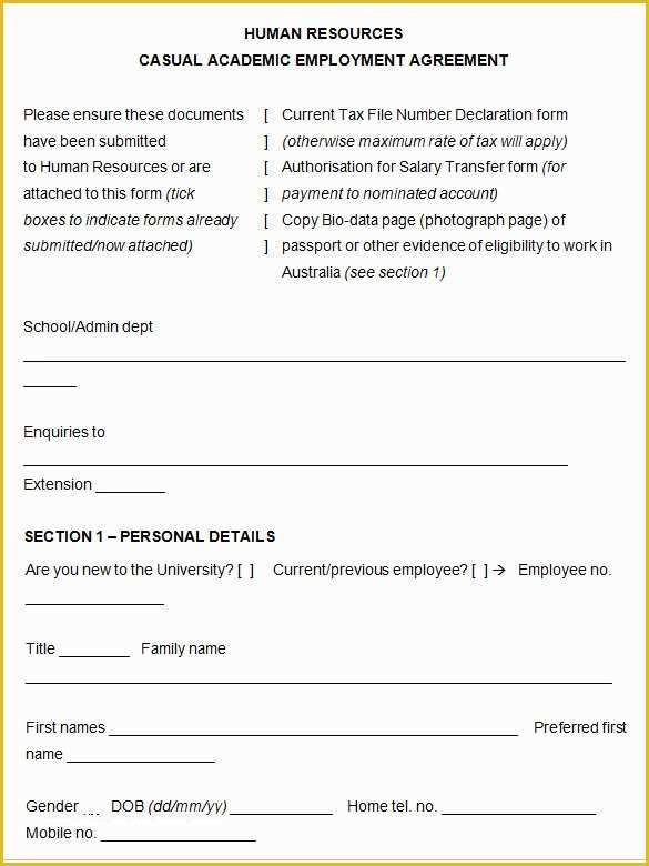 Free Casual Employment Contract Template Of 23 Hr Contract Templates Hr Templates