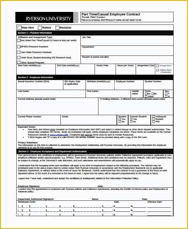 Free Casual Employment Contract Template Of 9 Sample Casual Employment Agreements