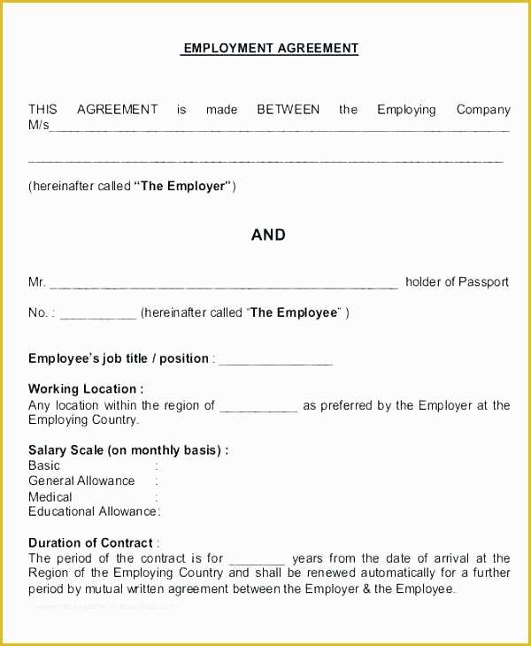 Free Casual Employment Contract Template Of Casual Employment Agreement Template Sample Free Templates