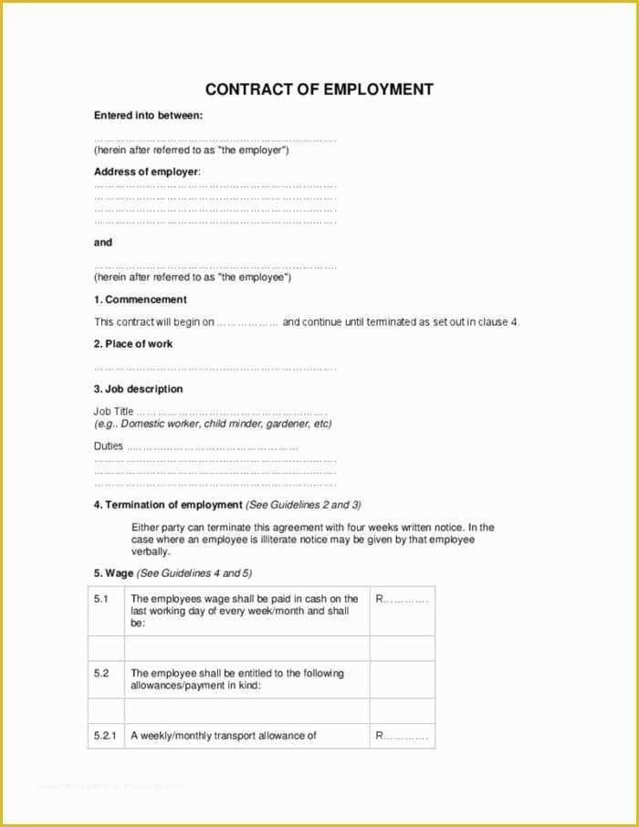 Free Casual Employment Contract Template Of Casual Employment Contract Template south Africa