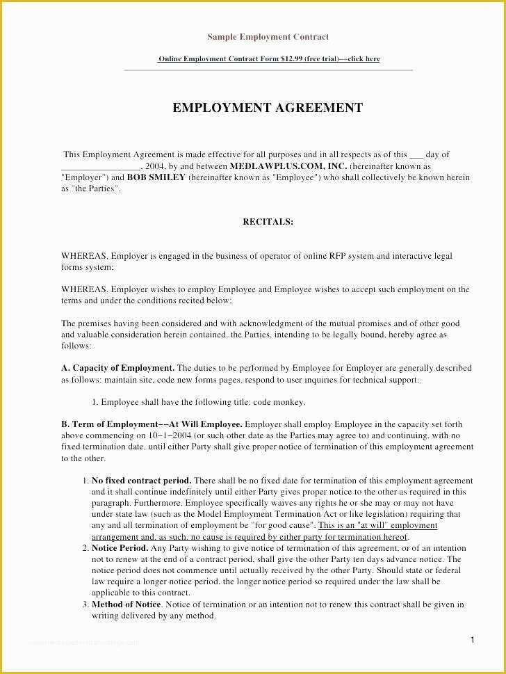 Free Casual Employment Contract Template Of Employee Agreement