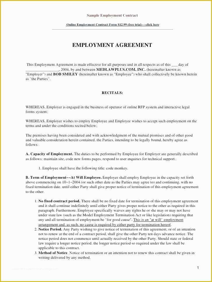 Free Casual Employment Contract Template Of Employee Agreement Templates Word Apple Pages Document