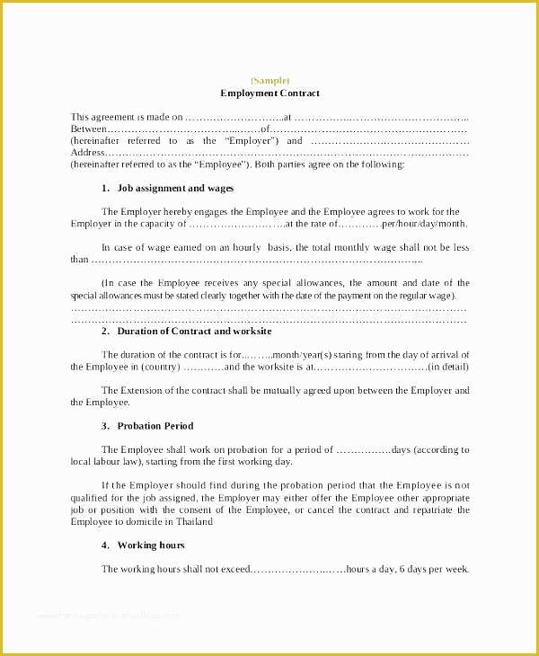 Free Casual Employment Contract Template Of Employee Contract Employment Template 3 Employment