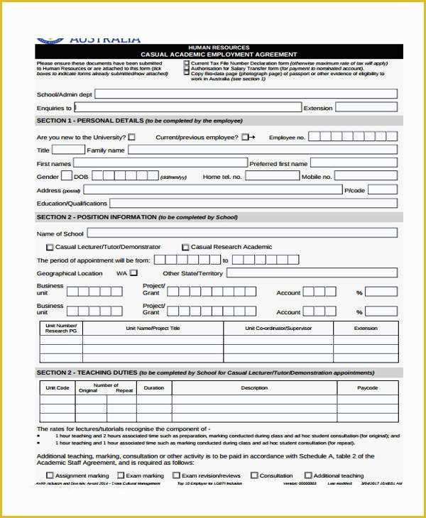 Free Casual Employment Contract Template Of Employment Agreement Template 13 Free Pdf Word format