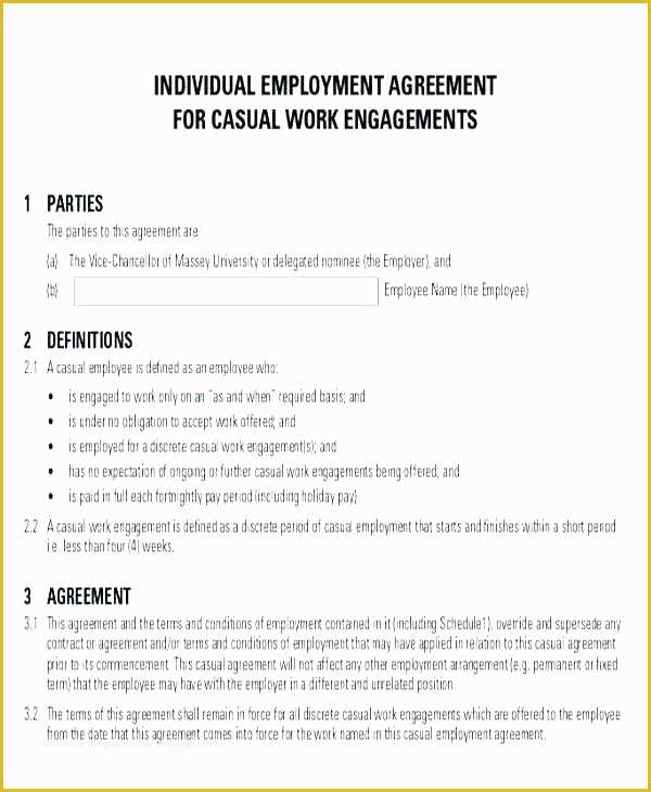 Free Casual Employment Contract Template Of Free Employment Contract Free Employment Contract Template