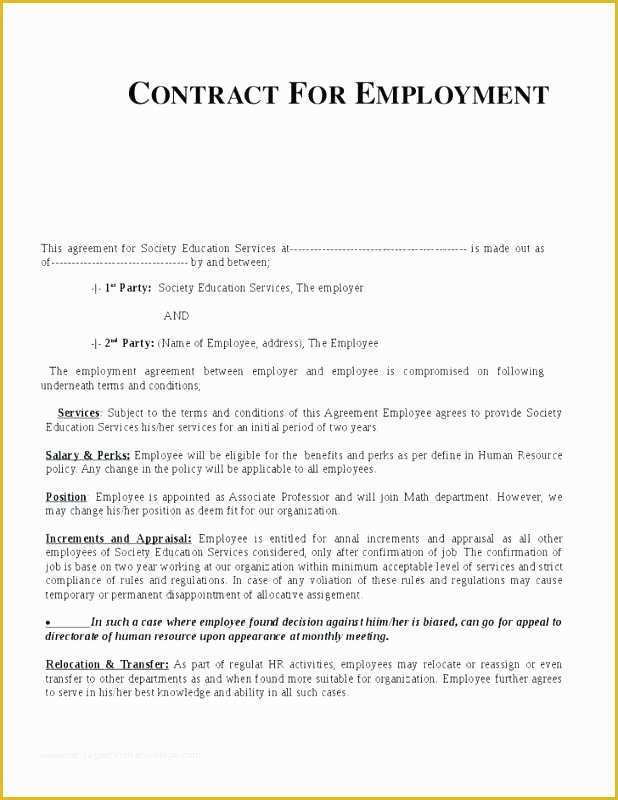 Free Casual Employment Contract Template Of Work Contract Template Free Download Team Work Contract