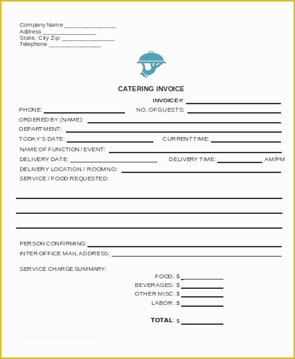 Free Catering Invoice Template Word Of Catering Bill Invoice Template format In Excel Invoices