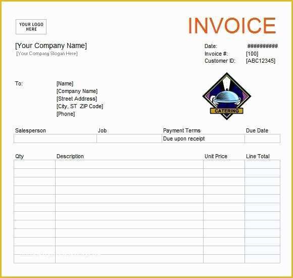 Free Catering Invoice Template Word Of Catering Invoice Template Printable Word Excel Invoice