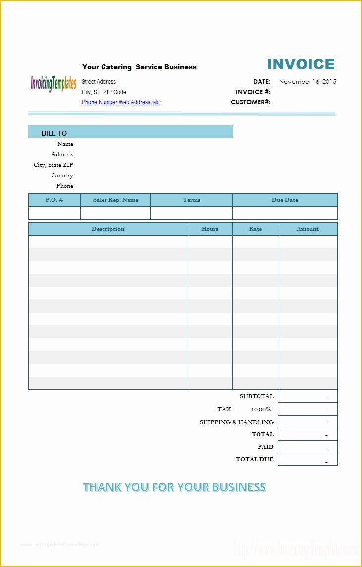 Free Catering Invoice Template Word Of Catering Invoice Template Word