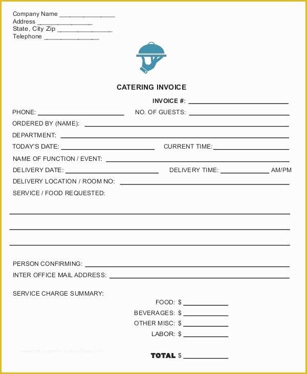 Free Catering Invoice Template Word Of Catering Invoice Templates 9 Free Word Pdf format
