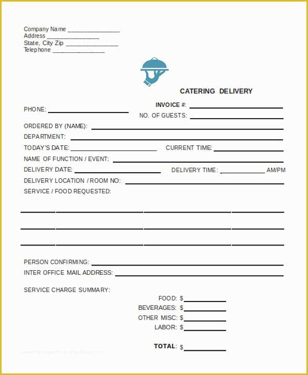 Free Catering Invoice Template Word Of Delivery Invoice Templates 4 Free Word Pdf format