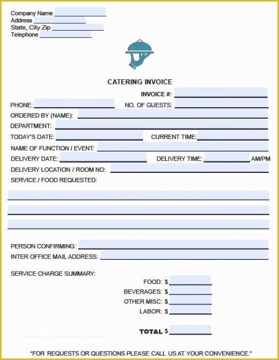 Free Catering Invoice Template Word Of Free Catering Service Invoice Template Excel