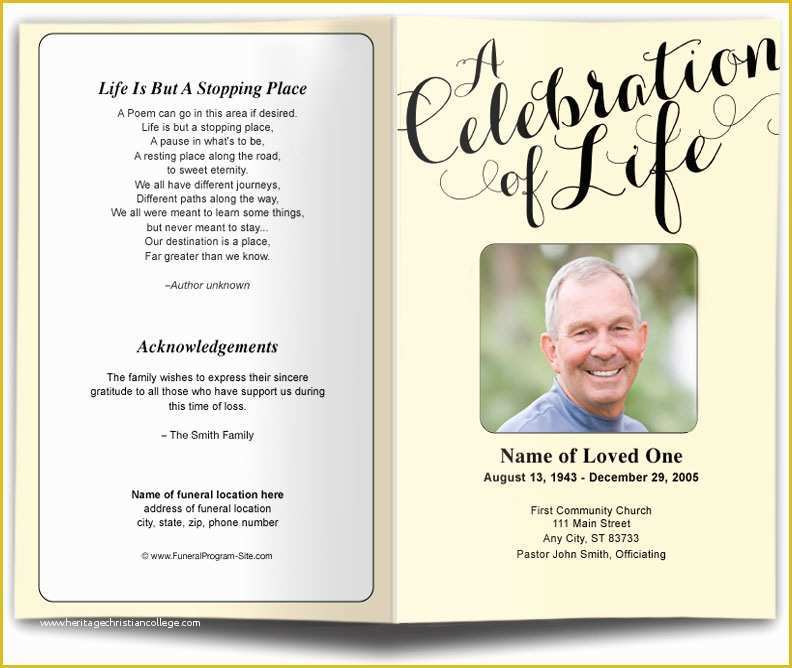 Free Celebration Of Life Program Template Of 25 Of Biker for Obituaries Samples Template