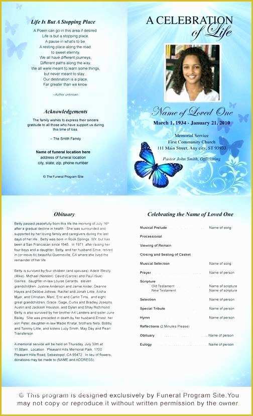 Free Celebration Of Life Program Template Of butterfly Memorial Program Memorials Pinterest
