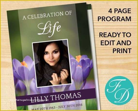 Free Celebration Of Life Program Template Of Celebration Of Life Printable Funeral Program Template