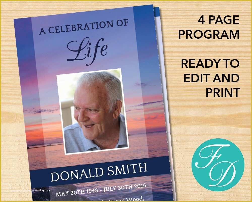 Free Celebration Of Life Program Template Of Celebration Of Life Printable Funeral Program Template