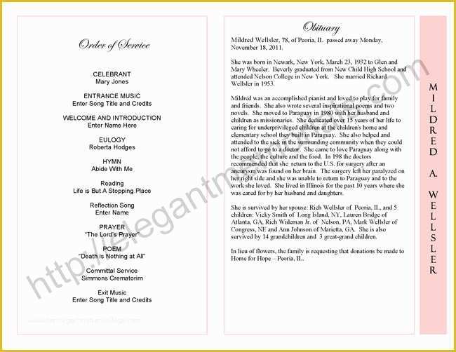 Free Celebration Of Life Program Template Of Celebration Of Life Service Program Sample