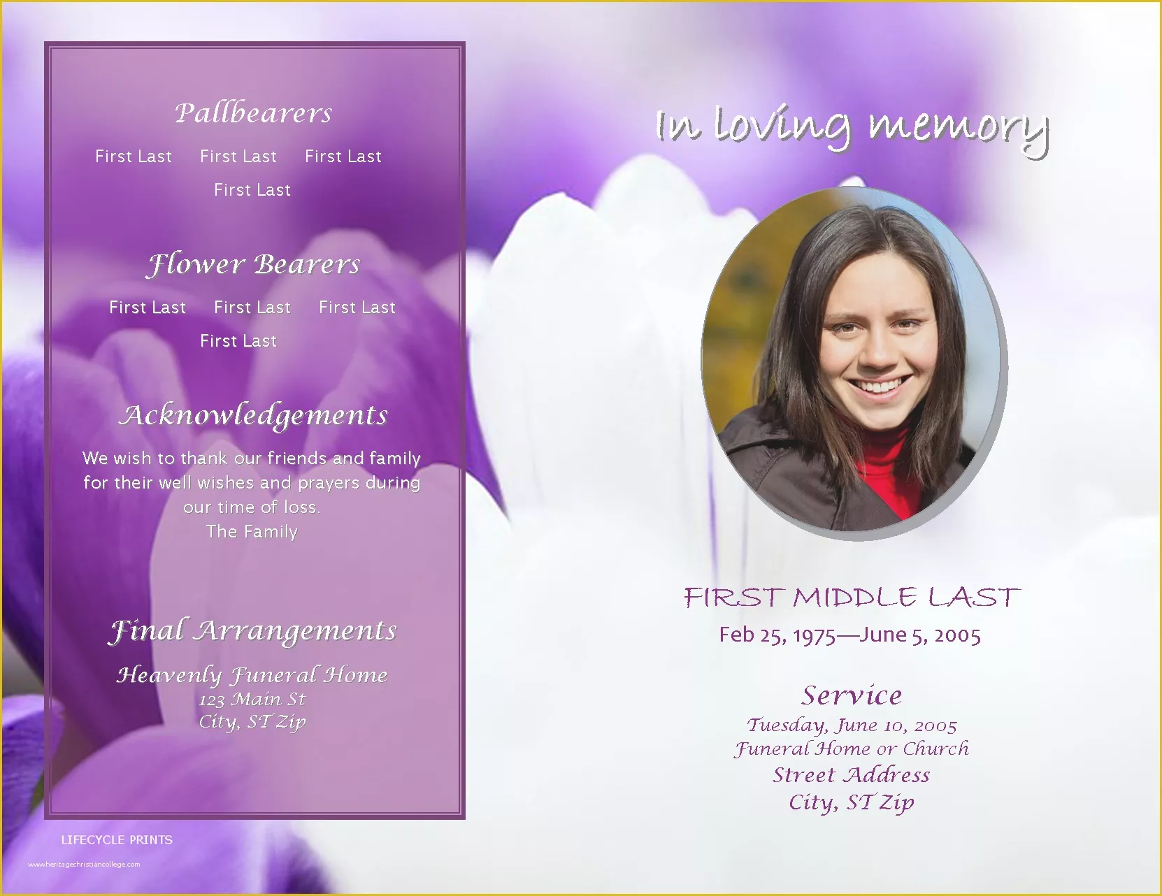 Free Celebration Of Life Program Template Of Funeral Program Templates Free Downloads