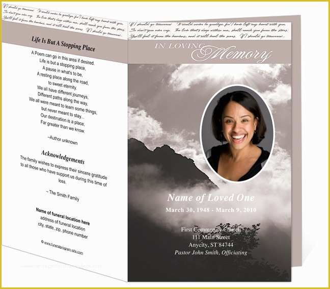 Free Celebration Of Life Program Template Of Printable Funeral Bulletins Template Outdoor theme