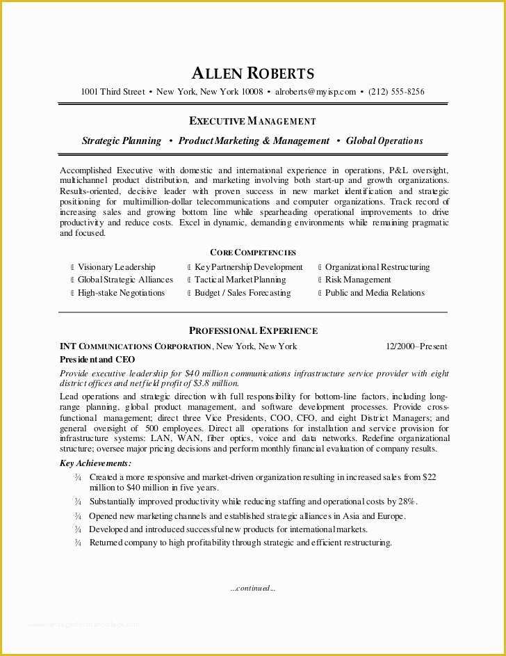 Free Ceo Resume Templates Of Ceo Resume Sample