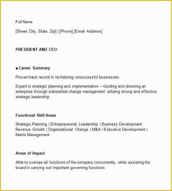Free Ceo Resume Templates Of Ceo Resume Template – 11 Free Samples Examples format