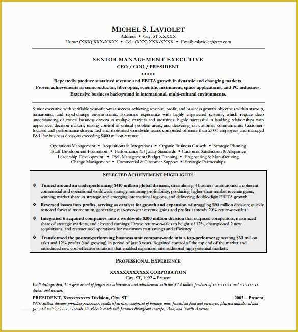 Free Ceo Resume Templates Of Ceo Resume Template – 11 Free Samples Examples format