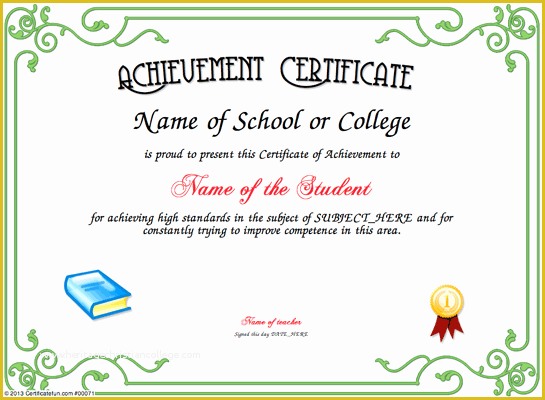 Free Certificate Templates for Students Of Achievement Certificate