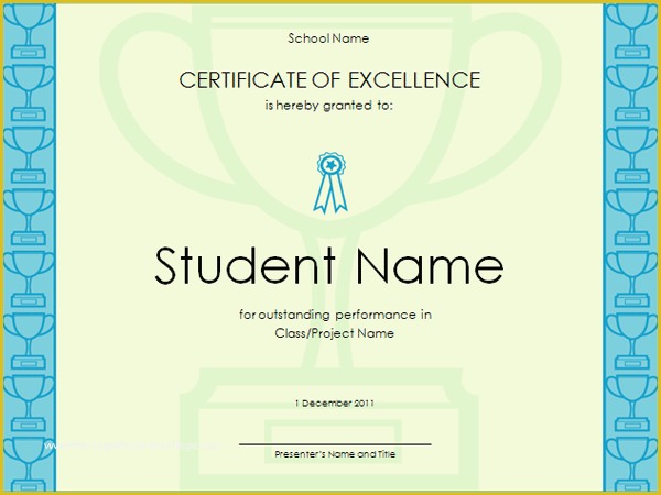 Free Certificate Templates for Students Of Certificate Excellence for Students