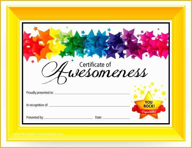 Free Certificate Templates for Students Of Certificate Of Awesomeness