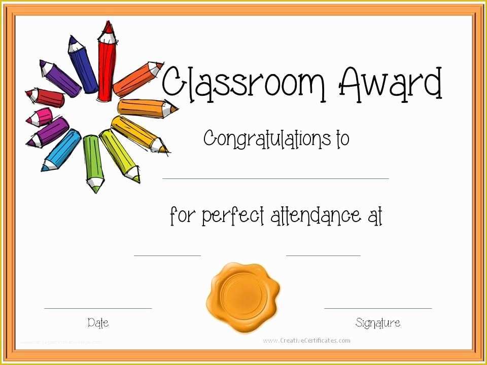 Free Certificate Templates for Students Of Certificate Template for Kids Perfect attendance Award
