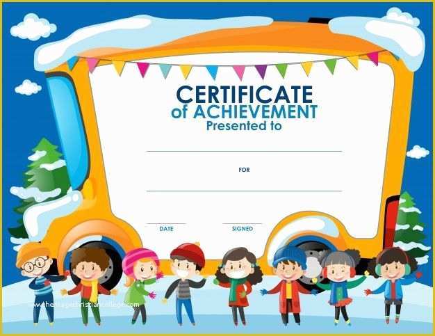 Free Certificate Templates for Students Of Certificate Template with Children In Winter Free Vector