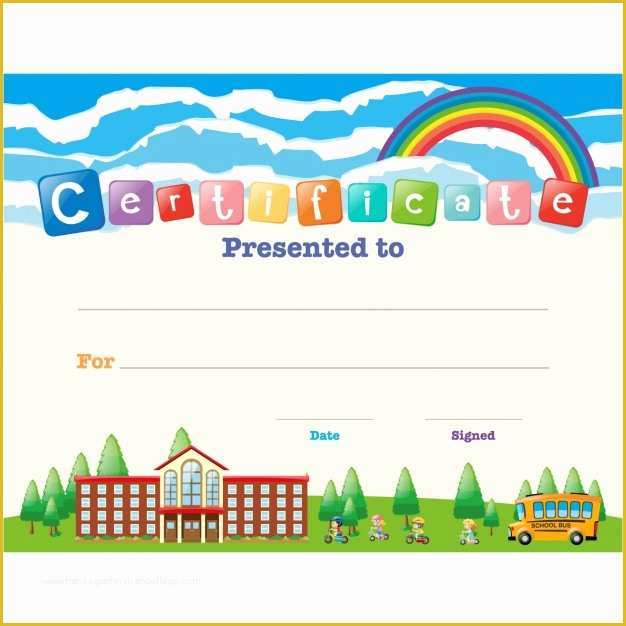 Free Certificate Templates for Students Of Children Certificate Design Vector