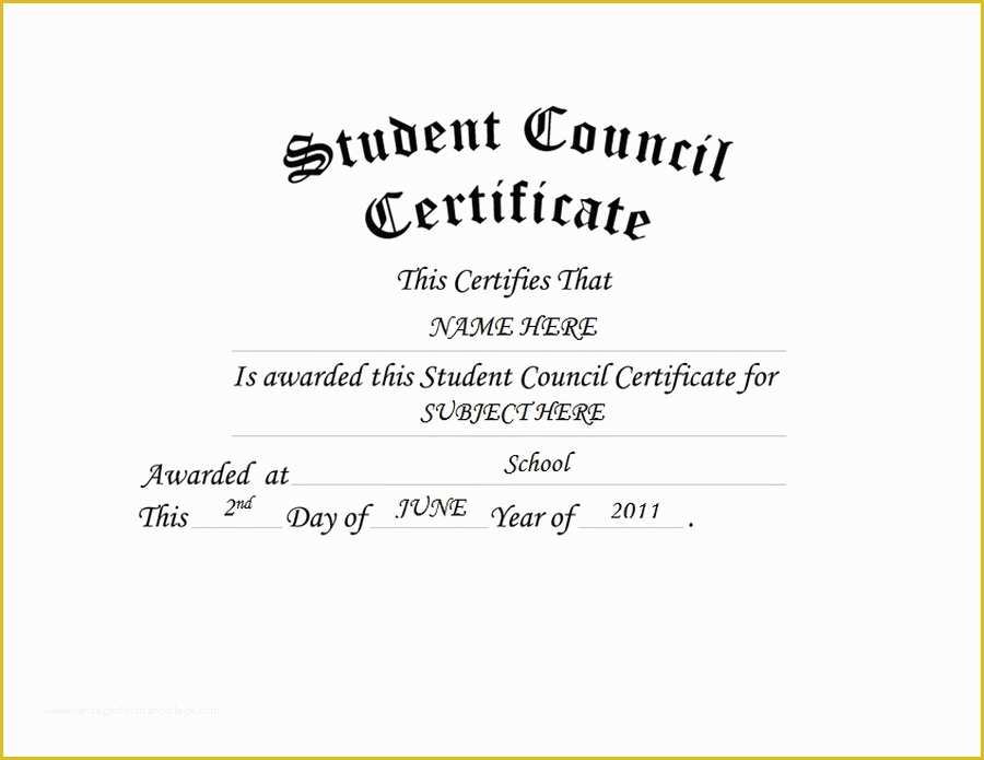 Free Certificate Templates for Students Of Student Council Certificate Free Templates Clip Art