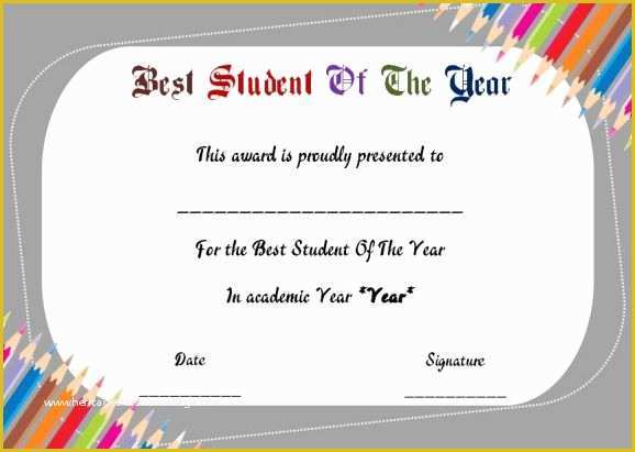 Free Certificate Templates for Students Of Student Of the Year Award Certificate Templates 20 Free