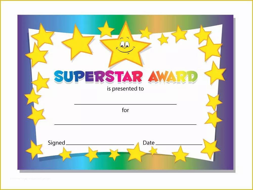 Free Certificate Templates for Students Of Superstar Award Certificates Schools Teachers Kids