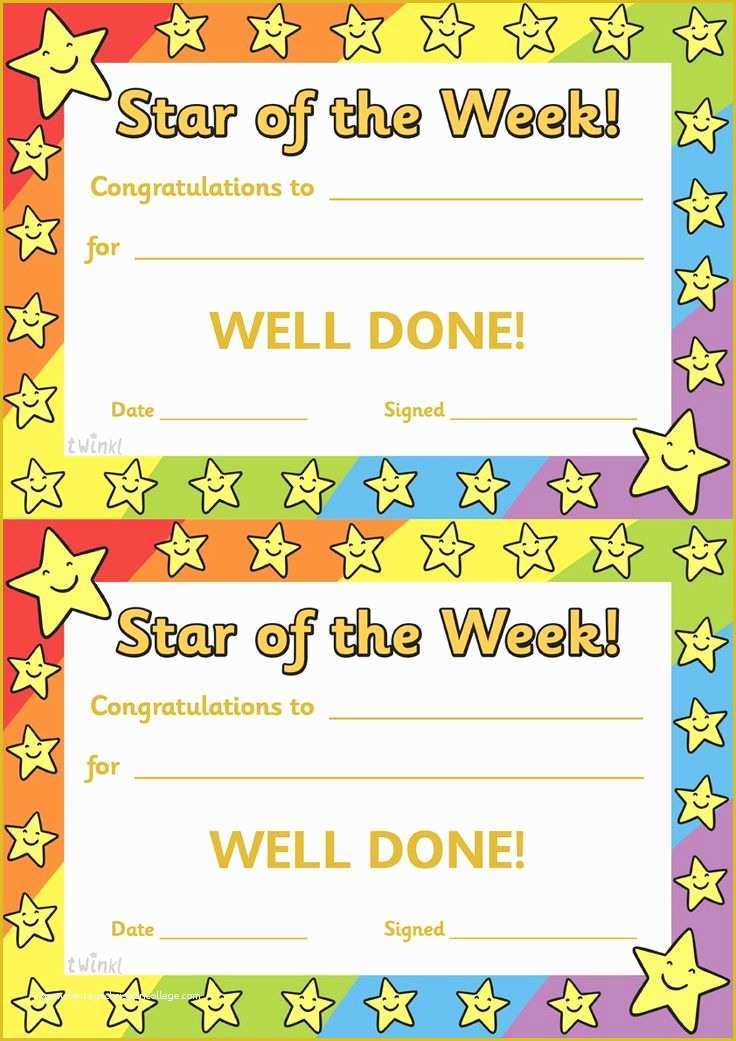 Free Certificate Templates for Students Of Twinkl Resources Star the Week Thousands Of