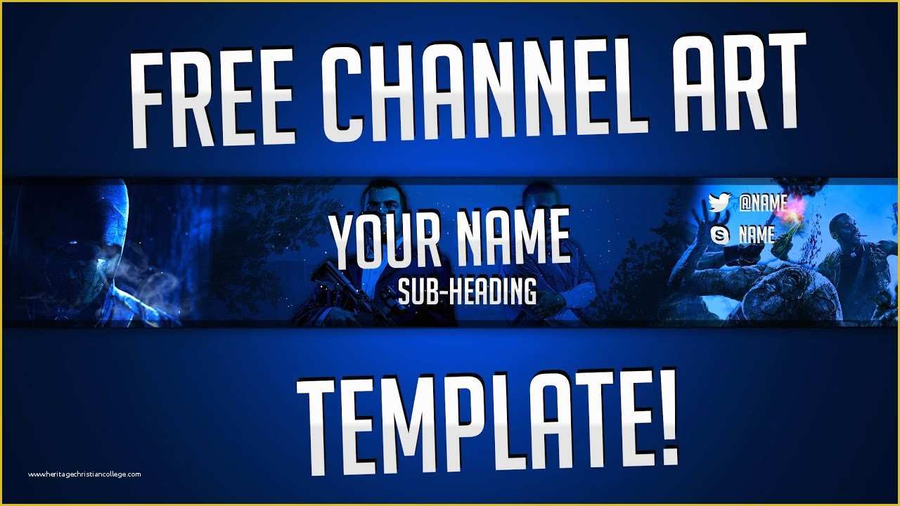 Free Channel Art Template Of Free Gaming Channel Art Banner Template by Ryzeus
