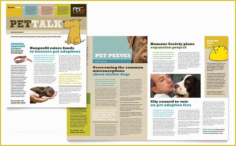 Free Charity Newsletter Template Of Animal Shelter &amp; Pet Adoption Newsletter Template Word