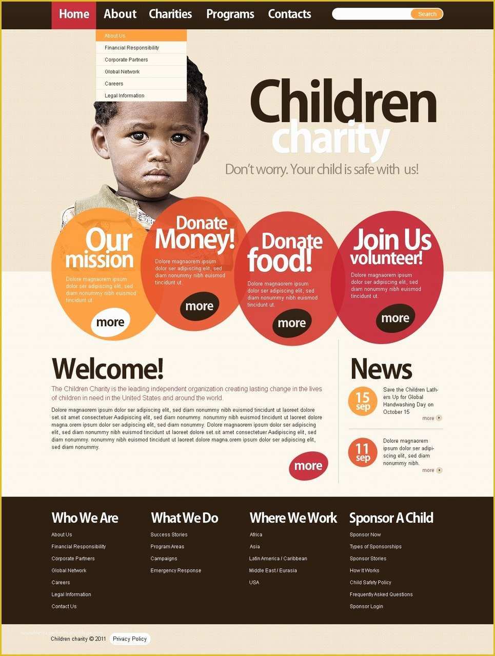 Free Charity Newsletter Template Of Child Charity Joomla Template