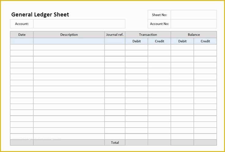 Free Chart Of Accounts Templates Of General Ledger Template Printable