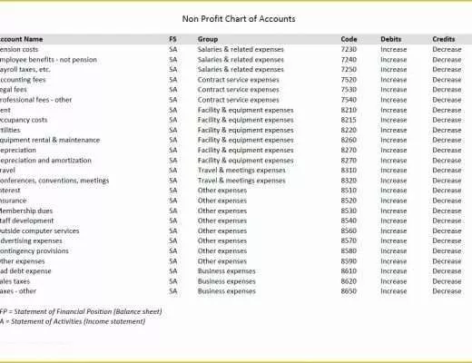 Free Chart Of Accounts Templates Of Nonprofit Chart Of Accounts Template