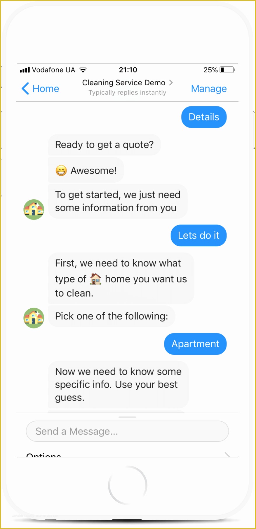 Free Chatbot Templates Of Messenger Chatbot Template for Cleaning Service for $79